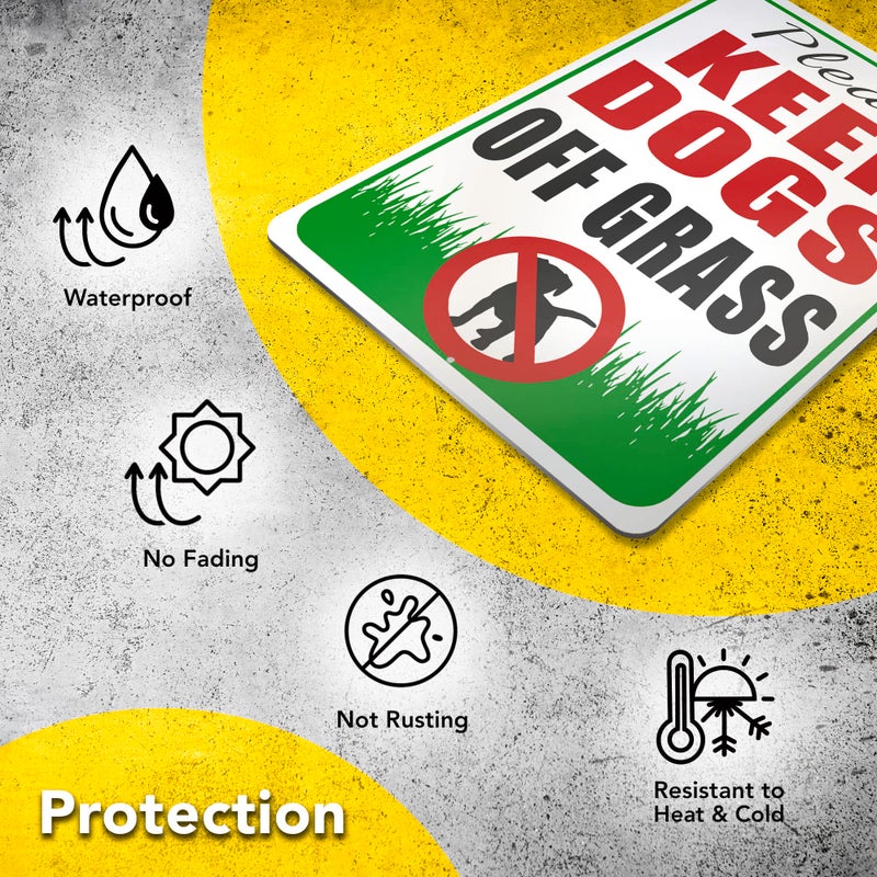 DIMARONGTON Please Keep Dogs Off Grass Sign - 8x12 Aluminum No Peeing Dog Sign - Please Keep Off Grass Sign - Keep Dogs Off Lawn Sign - No Pooping Dog Signs for Yard - Image 5